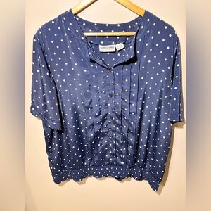Alfred Dunner Navy Polka Dot Blouse Size 18